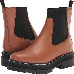 MARC FISHER Patrick Lug Sole Booties Pull On Sz 6.5 Women's Boots Brown Luggage